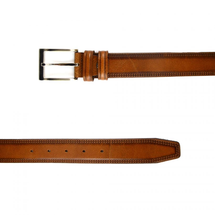 mens cognac leather belt for suit 351065 2