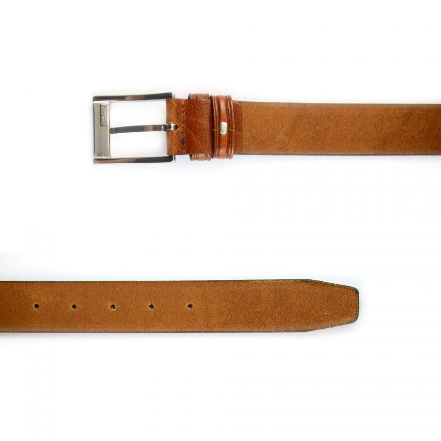 mens cognac leather belt for suit 351065 3