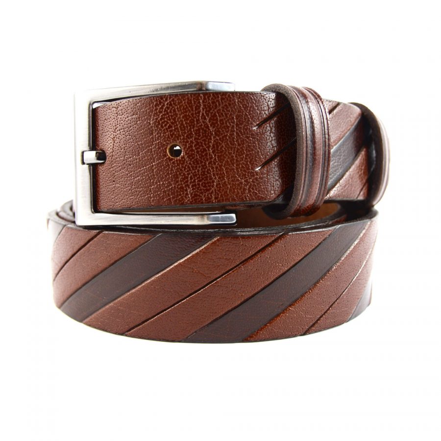 mens cowhide belt brown genuine leather 351097 1