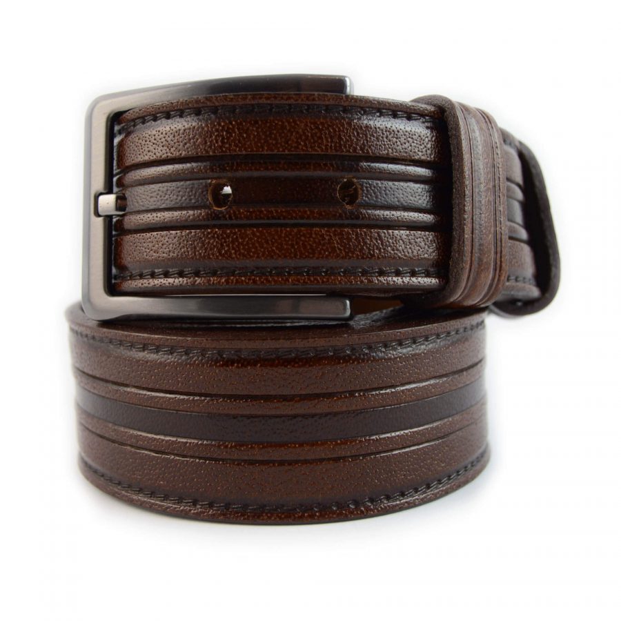 mens dark brown belt calfskin leather 351093 1