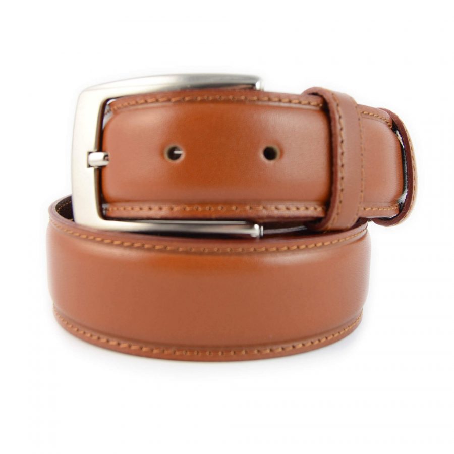 mens high quality leather belt tan brown 351124 1