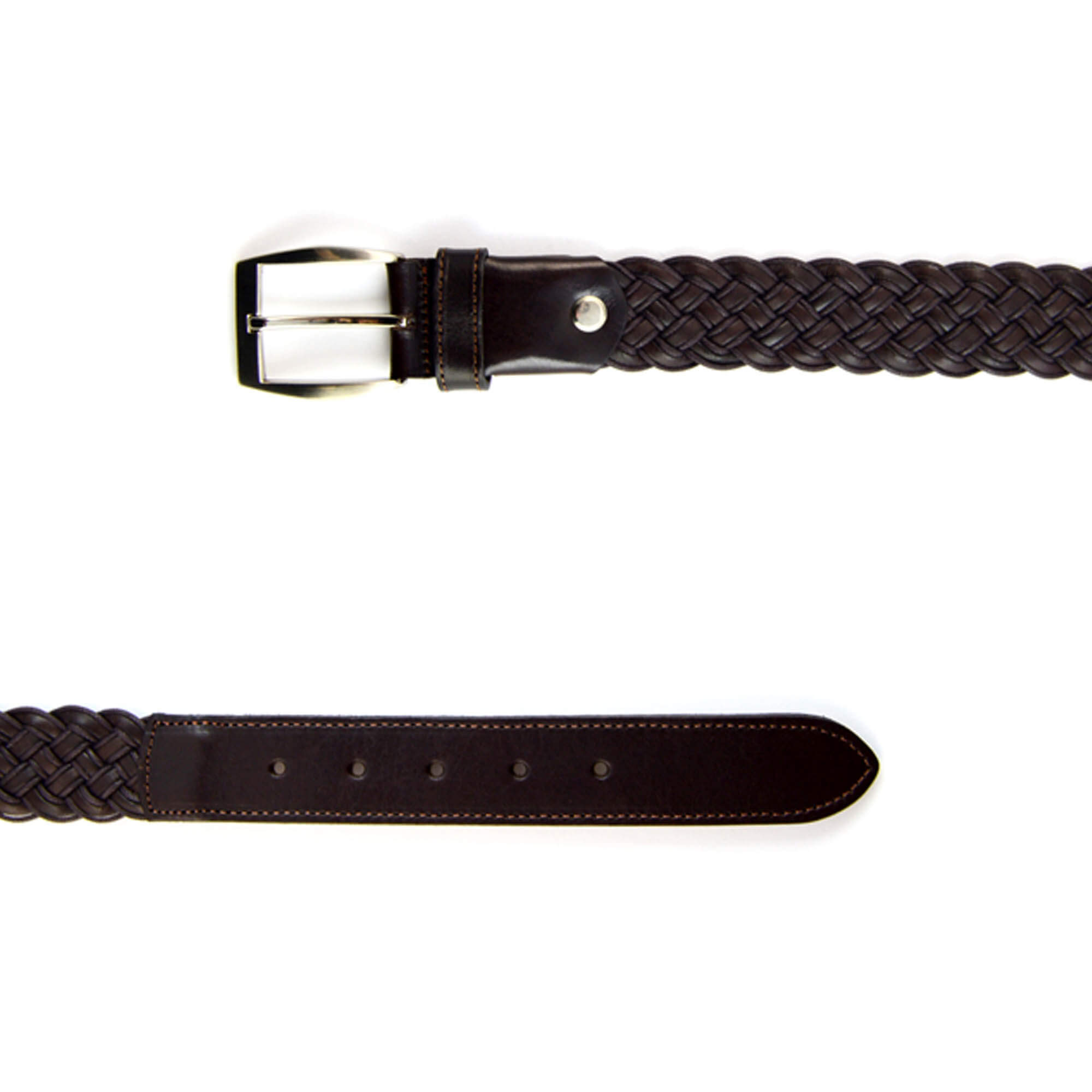 Buy Mens Leather Woven Belt - Dark Brown 3.5 Cm - LeatherBeltsOnline