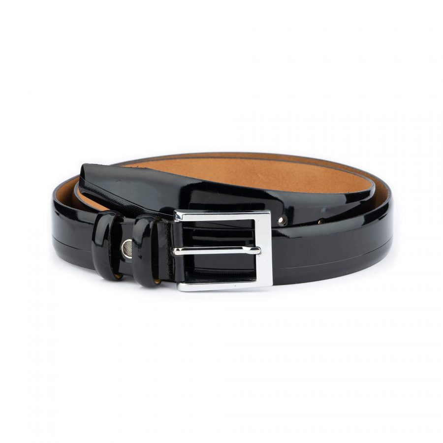 mens luxury belt black patent leather 3 5 cm 1