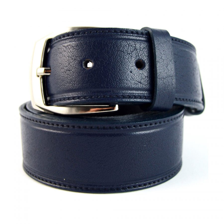 mens navy leather belt for suit 351082 1