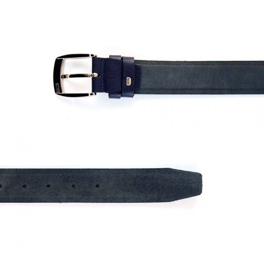 mens navy leather belt for suit 351082 2