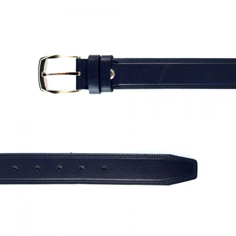 mens navy leather belt for suit 351082 3