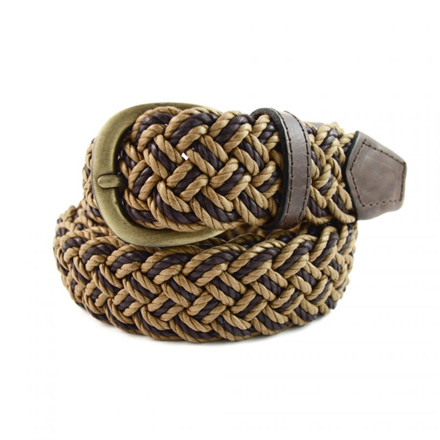 mens summer belt braided beige brown 351014 1