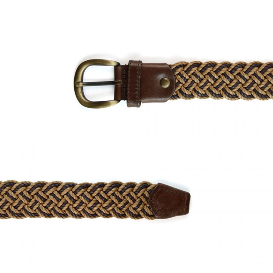 mens summer belt braided beige brown 351014 2