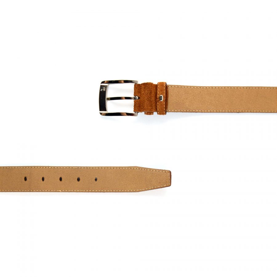 mens tan brown suede belt real leather 351033 3