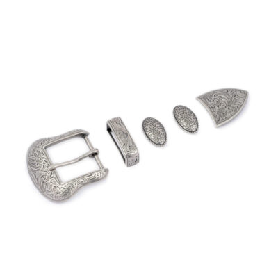 mens western belt buckle replacement 5 piece set silver 1