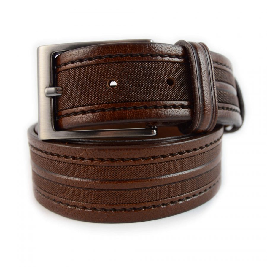 pin buckle belt for men brown leather 351094 1
