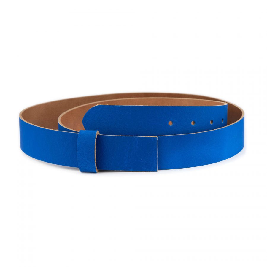 royal blue belt strap for buckle real leather 35 mm 1