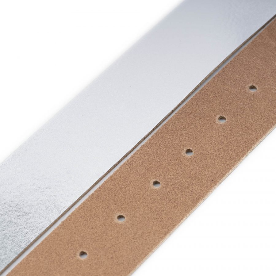 silver leather strap for belt for buckles replacement 4 0 cm 2