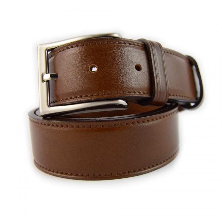simple leather belt for men brown feather edge 351112 1