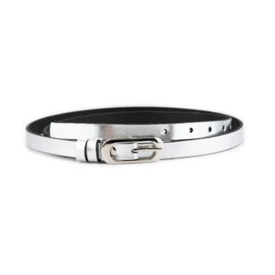 skinny womens silver belt for dresses 1 5 cm real leather 1