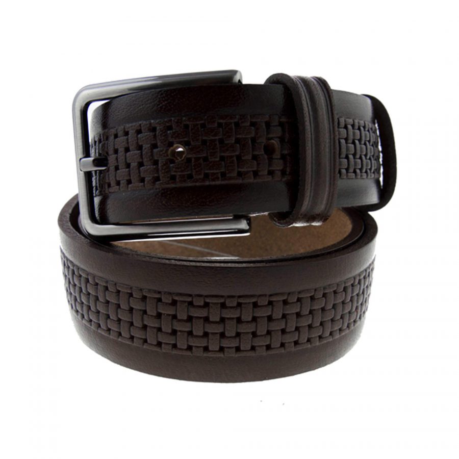 sleek belt for guys dark brown leather 351143 1