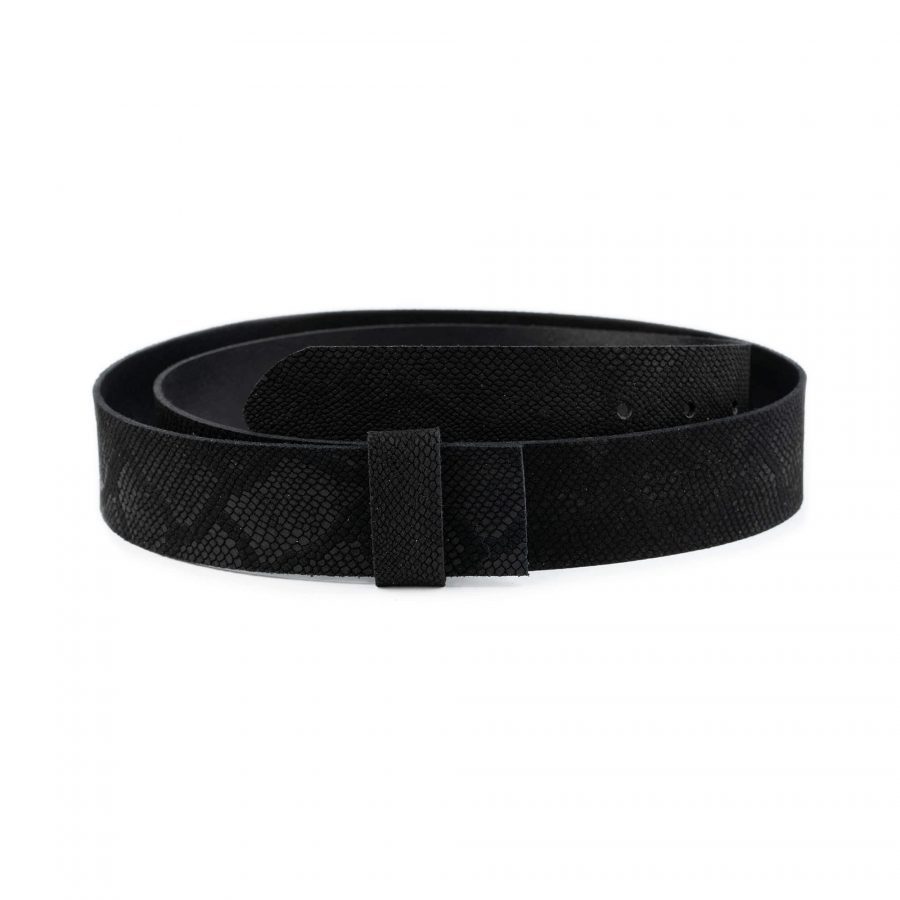 snake embossed leather belt strap black suede 4 0 cm 1
