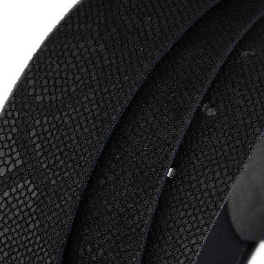 snake embossed leather belt strap black suede 4 0 cm 6