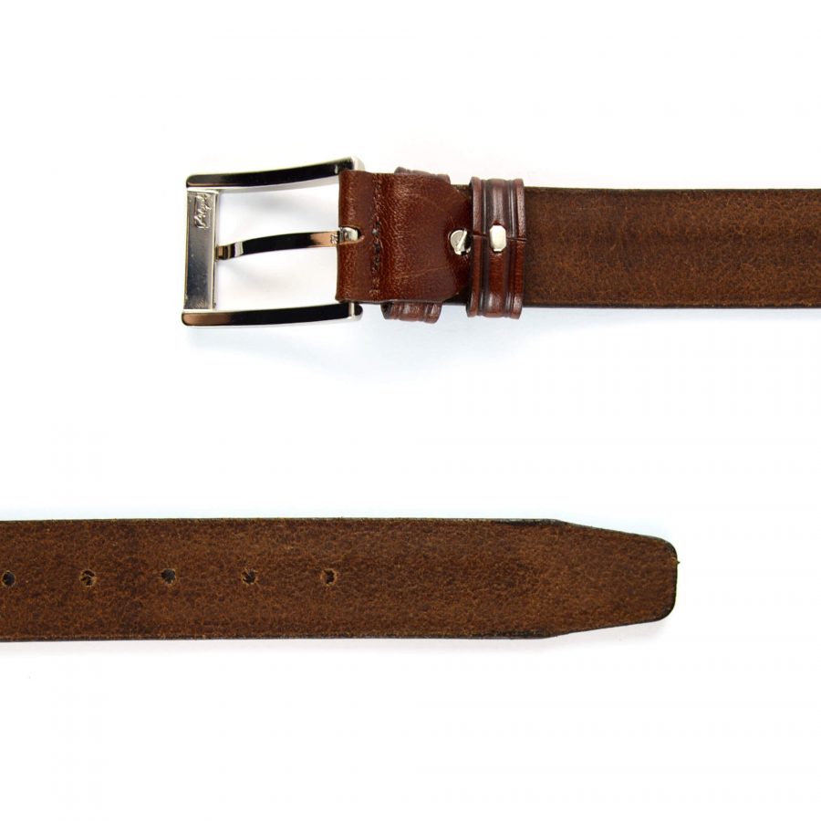solid leather mens belt cognac brown 351079 2