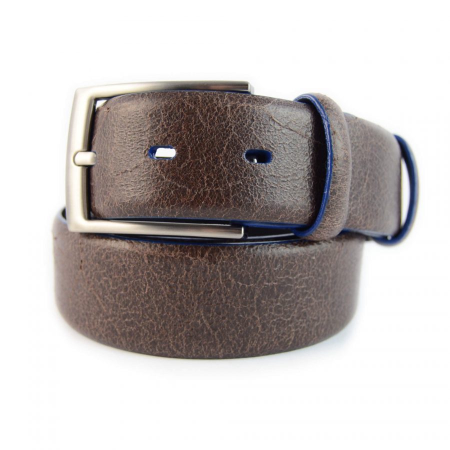 stylish top grain leather belt brown blue 351127 1