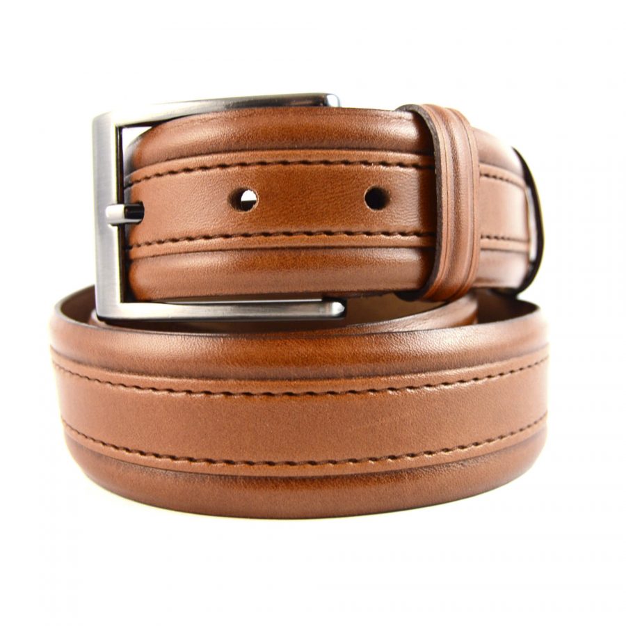 tan leather stitched belt mens high quality 351100 1