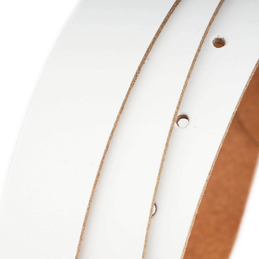 white belt straps for buckles 2 5 cm genuine leather 3