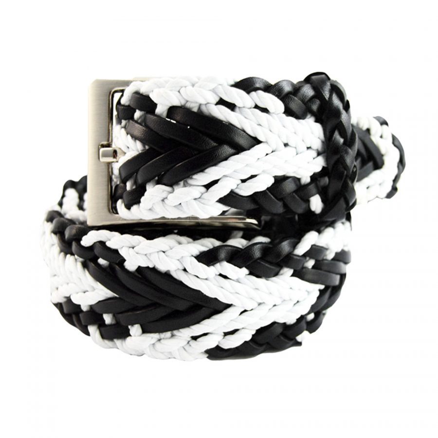 white black braided mens belt for shorts 351008 1