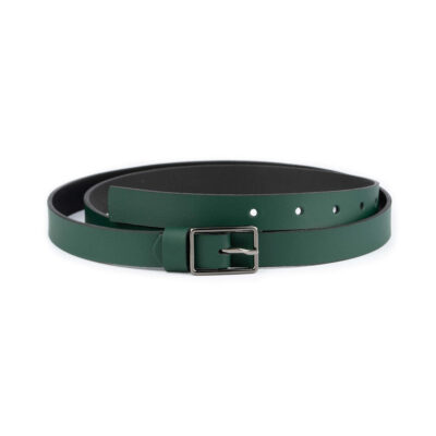 womens dark green belt for dress 2 0 cm real leather 1