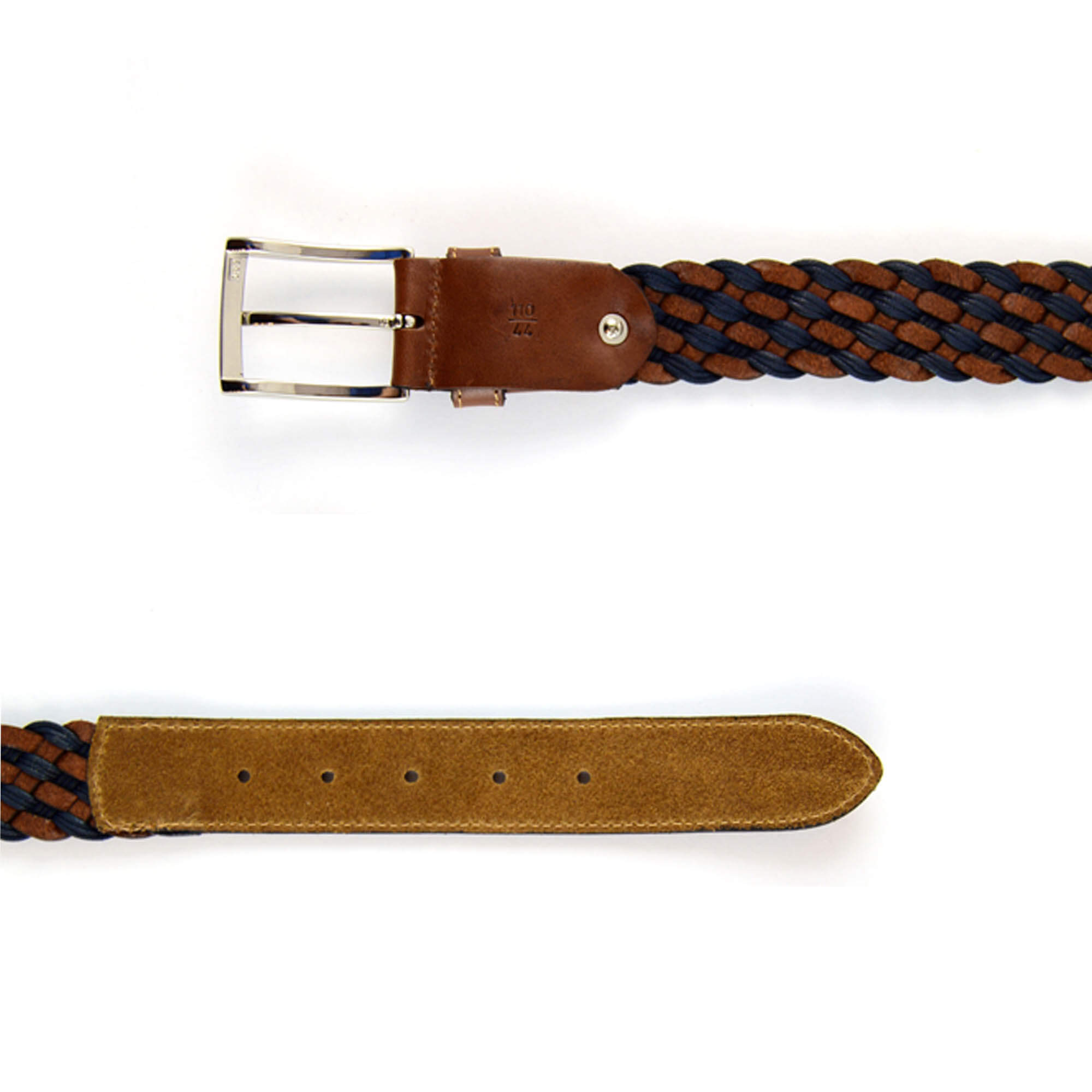 Buy Woven Leather Golf Belt - Brown Navy Blue - LeatherBeltsOnline