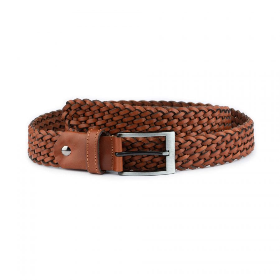woven mens belt light brown leather top quality 1 28 42 usd65 WO351017YR