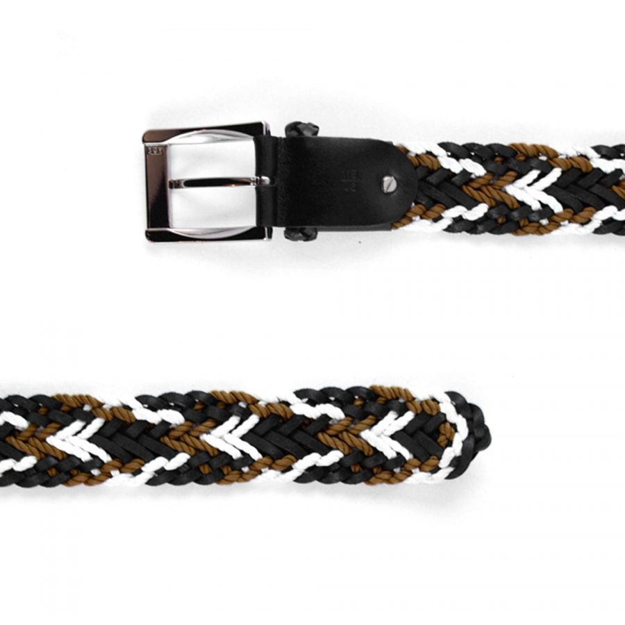 woven mens summer belt colorful black white brown 351026 3