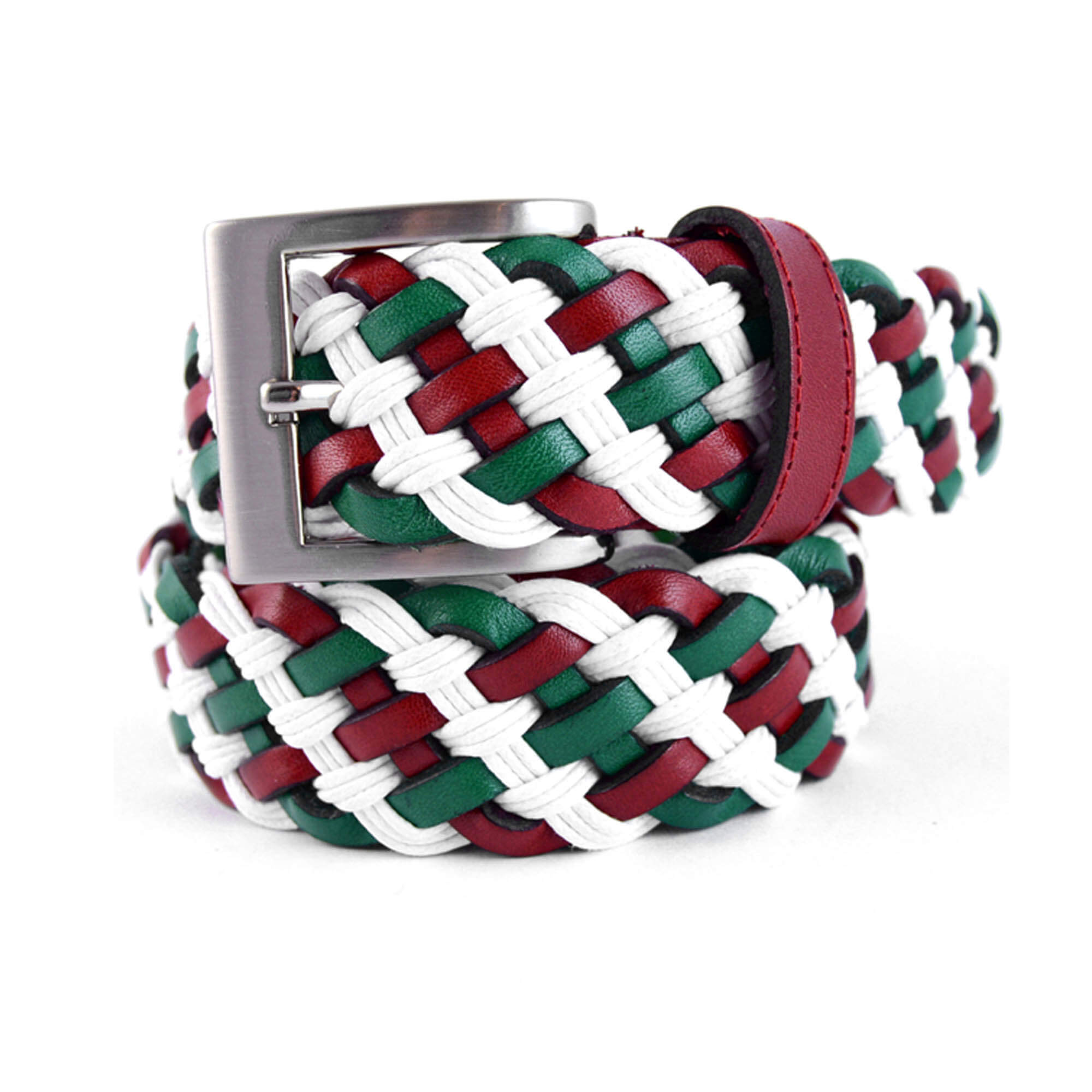 Buy Woven Mens Summer Belt - Italian Colorful White Red Green