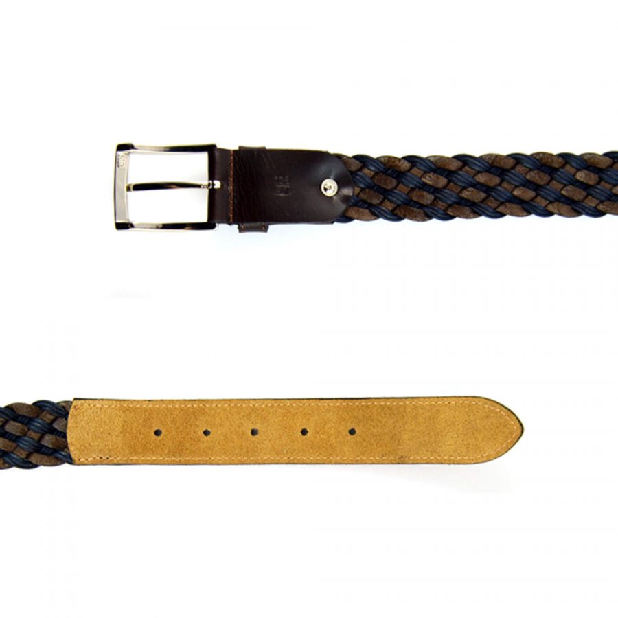 woven youth belt brown blue leather 351015 3