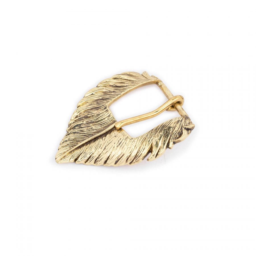 Gold Brass Feather Buckle For Belts 1