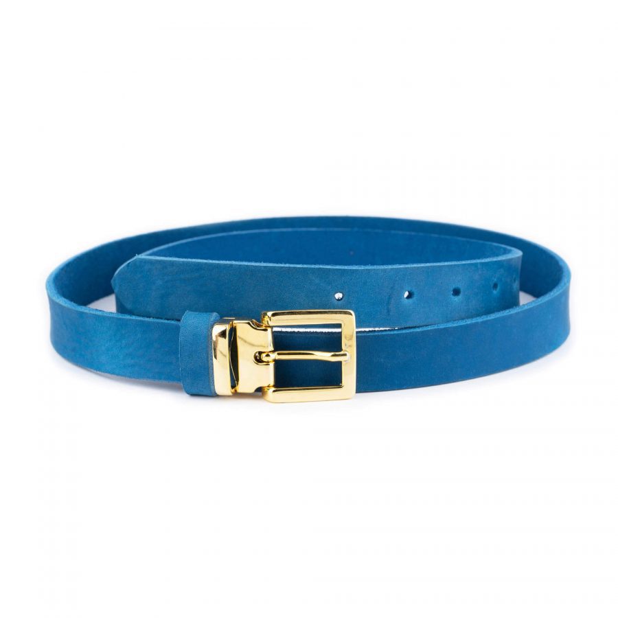 azure soft leather belt with gold square buckle 1 AZUSOF25GOLLDR