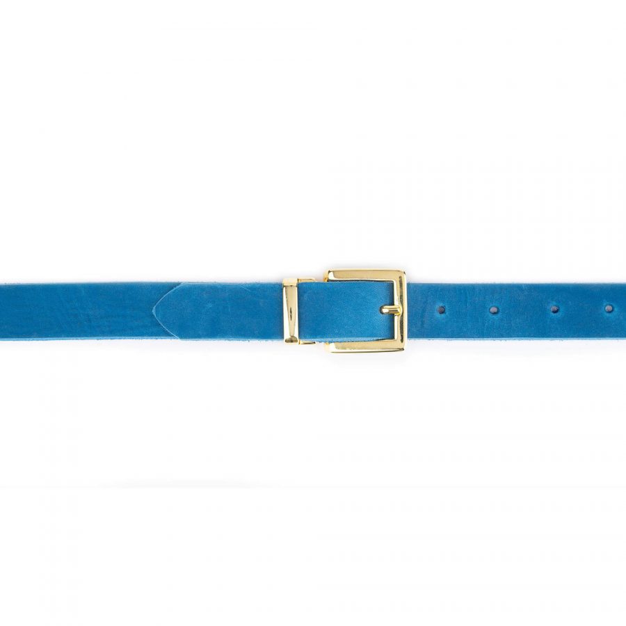 azure soft leather belt with gold square buckle 2