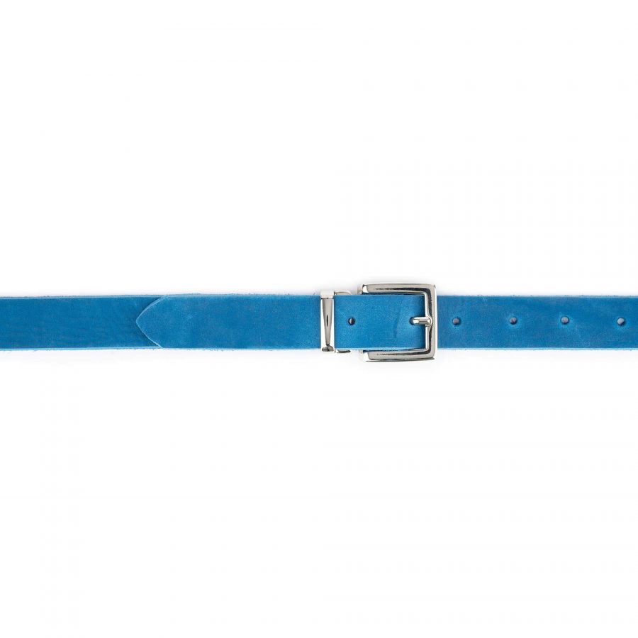 azure soft leather belt with nickel silver square buckle 2