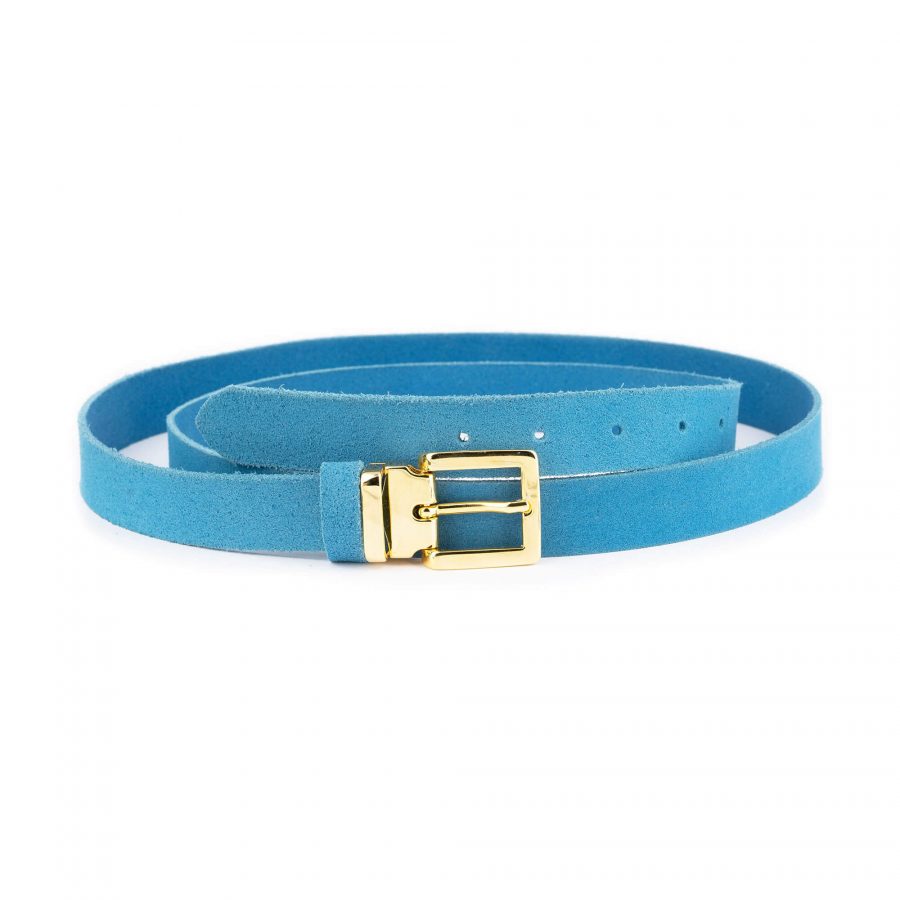 azure suede belt with gold buckle 1 AZUSUE25GOLLDR