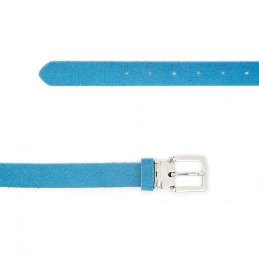 azure suede belt with silver buckle 2