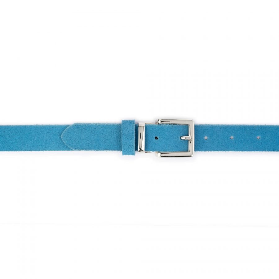 azure suede belt with silver buckle 3