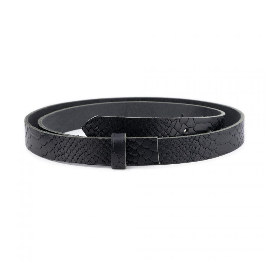 black snakeskin embossed belt strap replacement no buckle 1 BLASNA25LDR