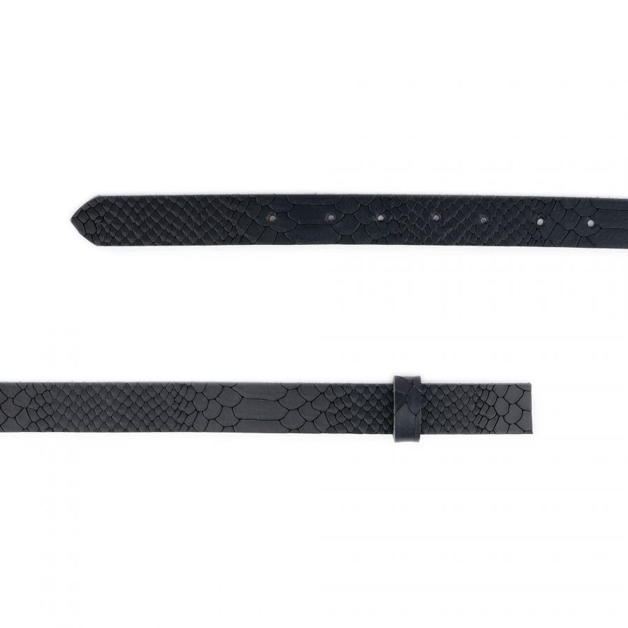 black snakeskin embossed belt strap replacement no buckle 2