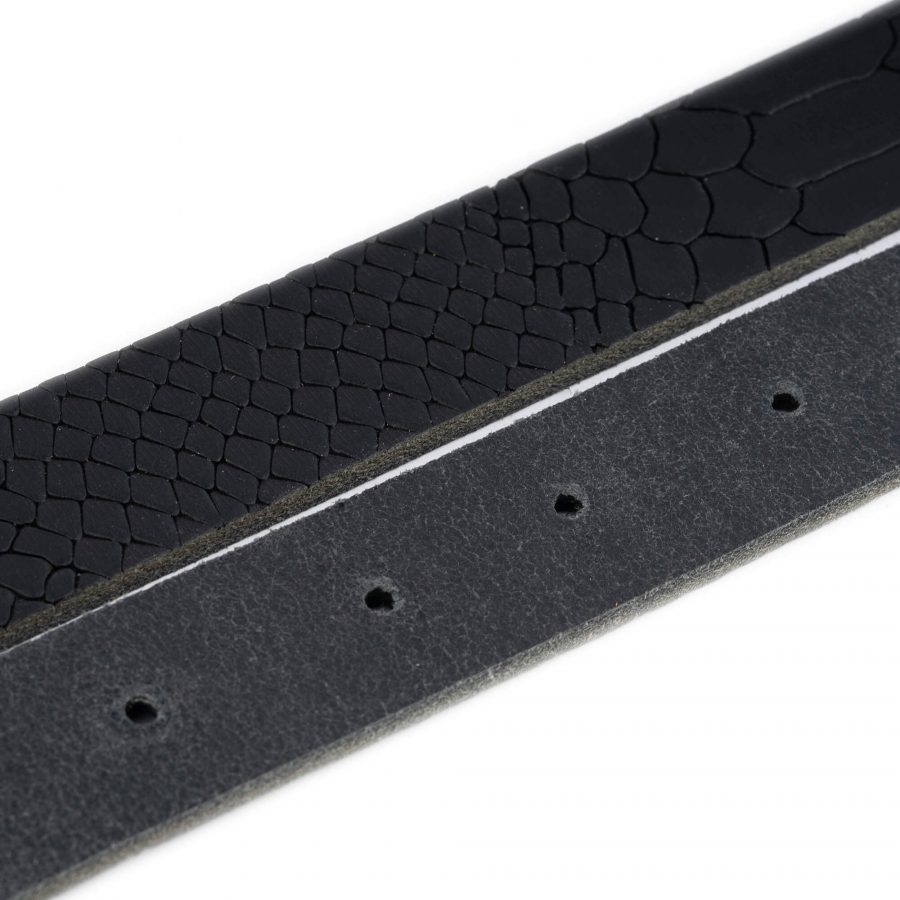 black snakeskin embossed belt strap replacement no buckle 4