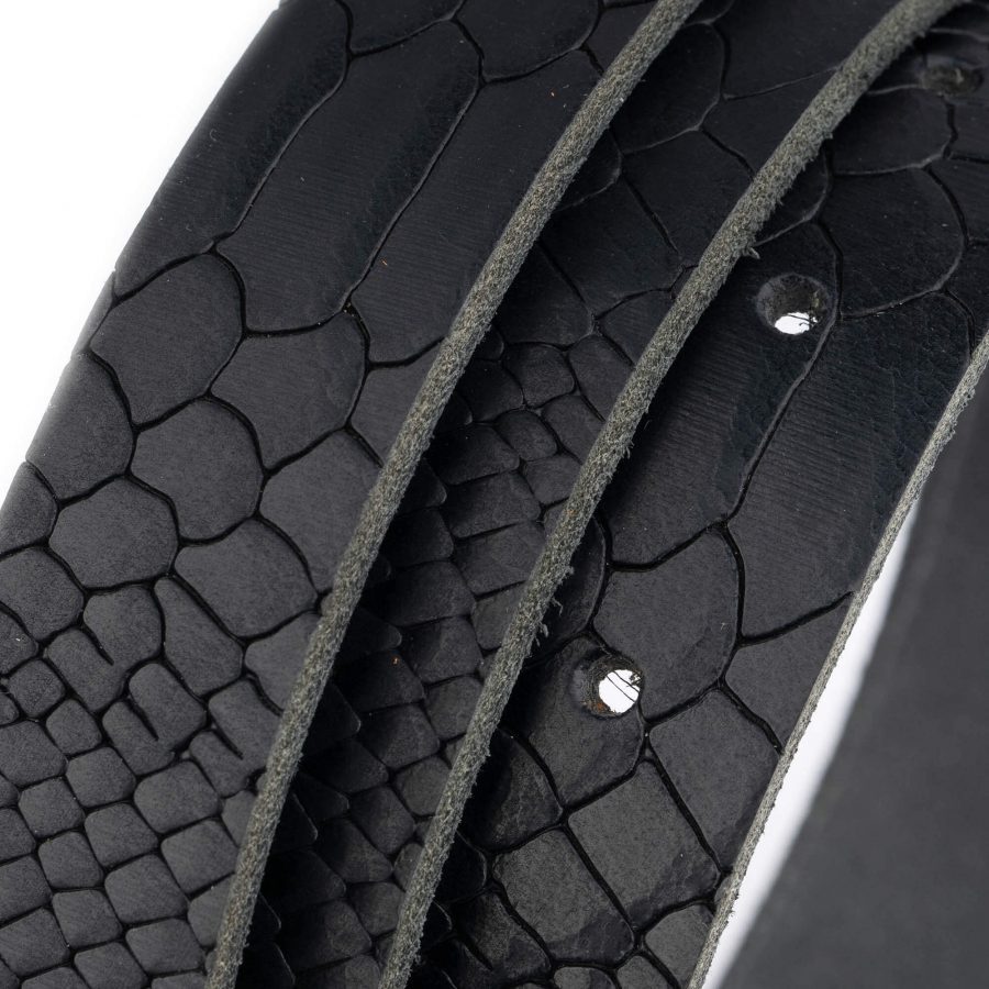 black snakeskin embossed belt strap replacement no buckle 5