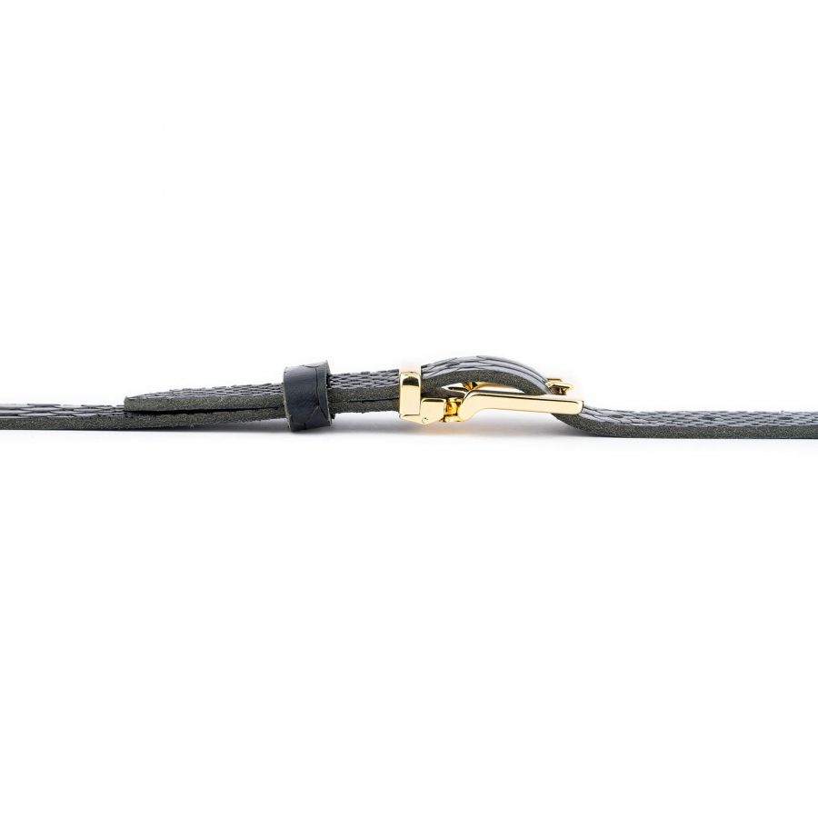 black snakeskin embossed belt with gold buckle 2 5 cm 3