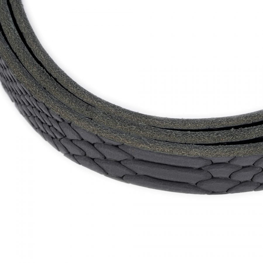 black snakeskin embossed belt with gold buckle 2 5 cm 6