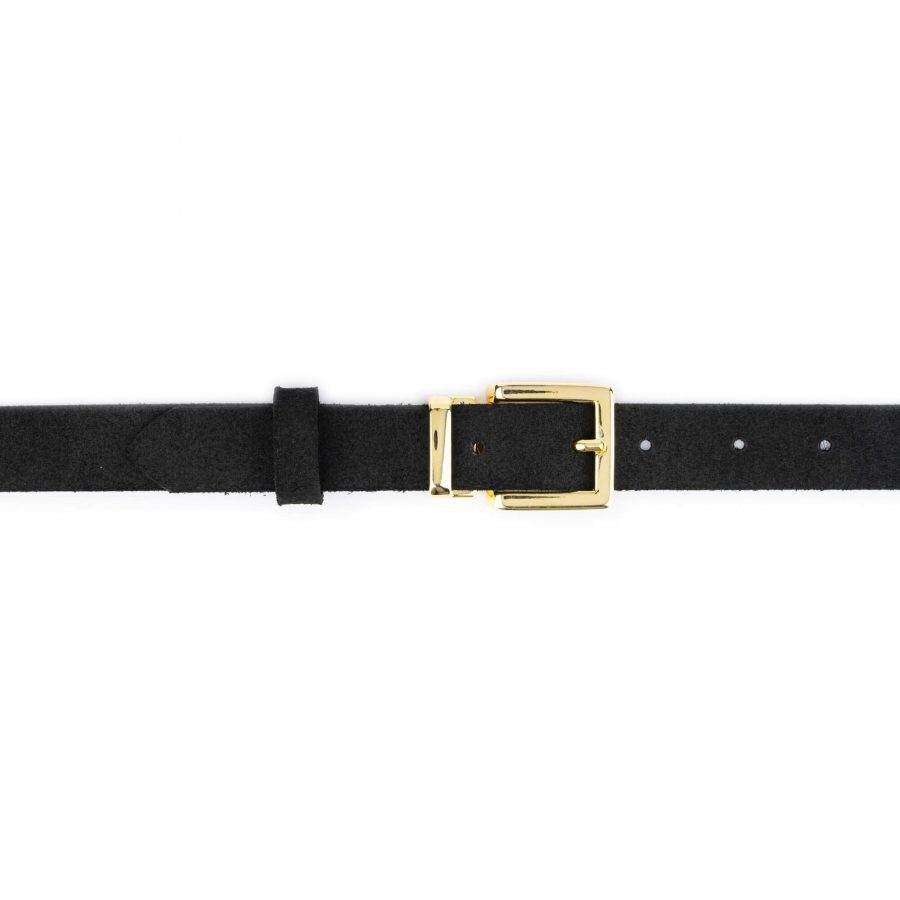 black suede belt with gold buckle 1 inch 2