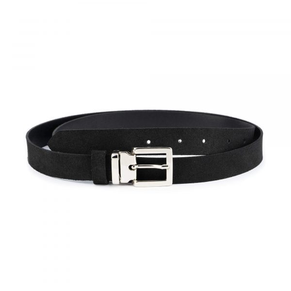 black suede belt with silver buckle 1 inch 1 BLASUE25SILLDR