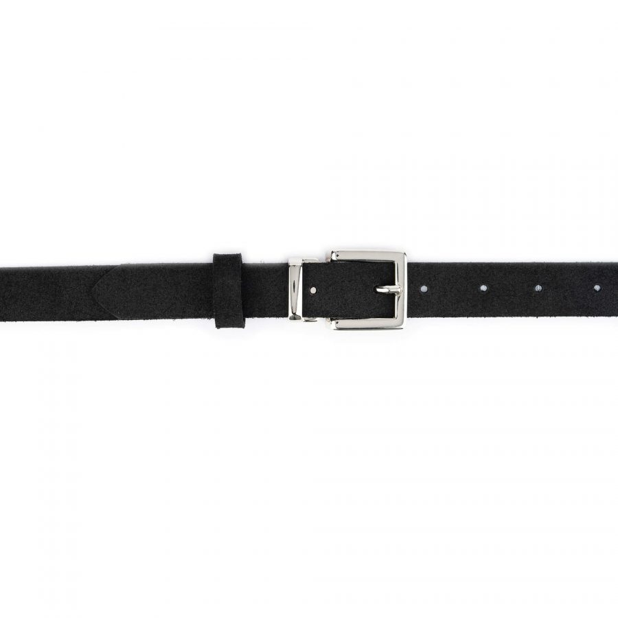 black suede belt with silver buckle 1 inch 2
