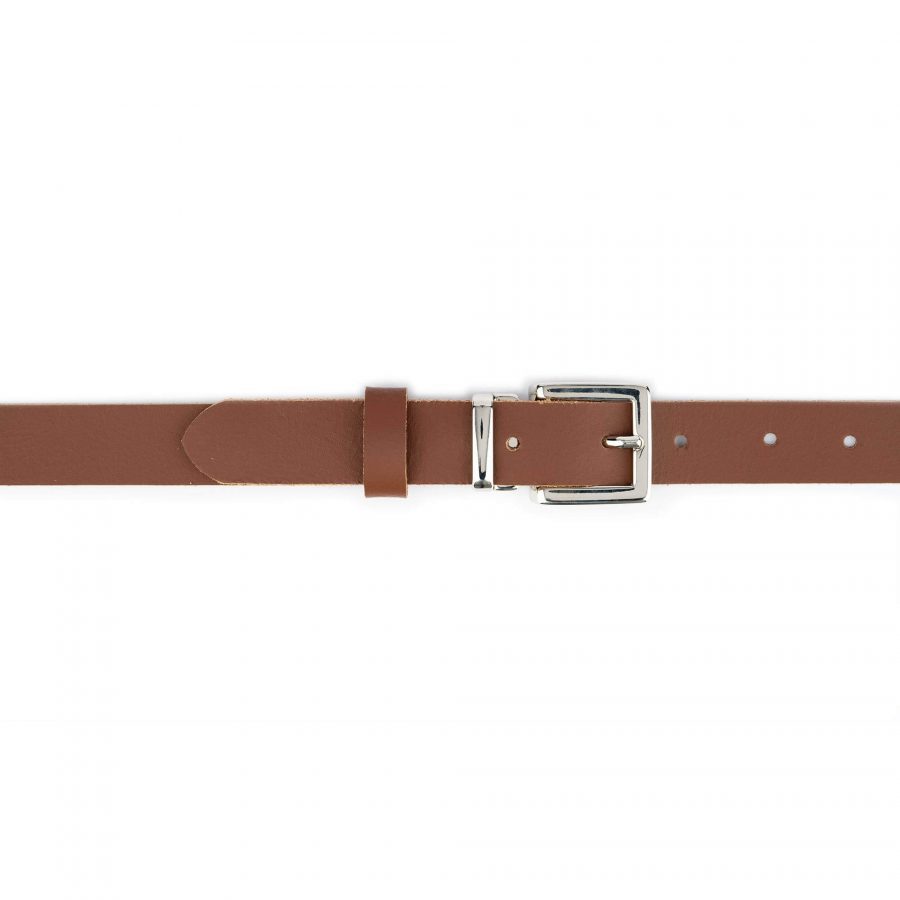 brown leather belt with metal buckle 2